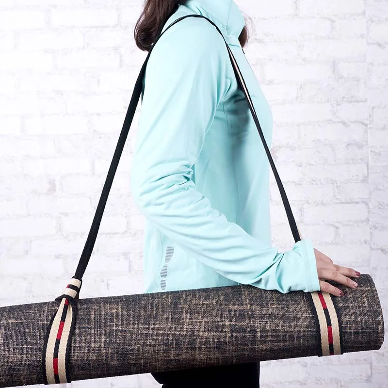 
BSCI factory adjustable yoga mat strap carry strap cotton custom print for mat 