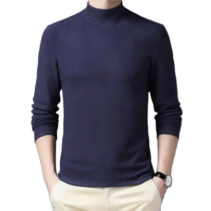 Футболка с воротником средней длины мужская, тонкая защитная одежда с длинным рукавом, пиджак для отца, рубашка средней длины, одежда для осени и лета