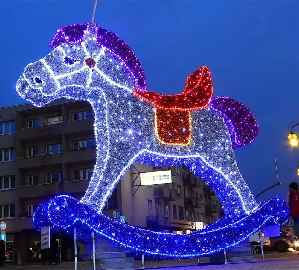 Christmas Waterproof 3D LED Outdoor Rocking Horse lighting Decoration Motif Horse Light For Xmas Decoration