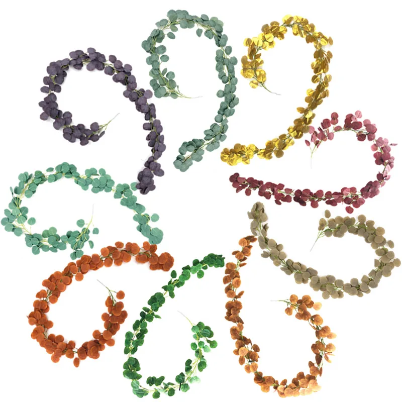 Faux Eucalyptus Garland Plant Artificial Vines Hanging Eucalyptus Leaves Greenery Garland for Wedding Backdrop Arch Wall