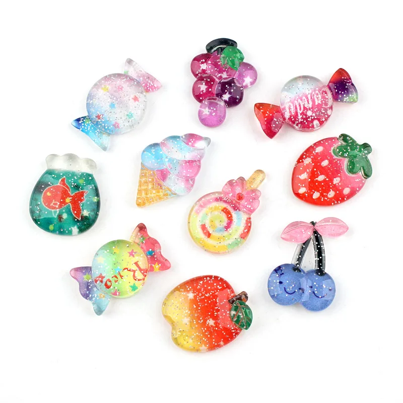 Каваи, клубника, арбуз, вишня, кабошон, фруктовые шармы, слайм, блестящая пудра для скрапбукинга «своими руками»