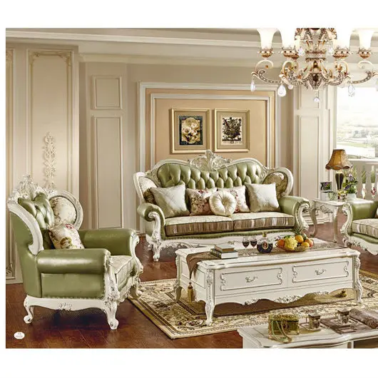 European Classical Design Solid Wood Leather Couch Luxury Customization Sectional Living Room Corner Sofas