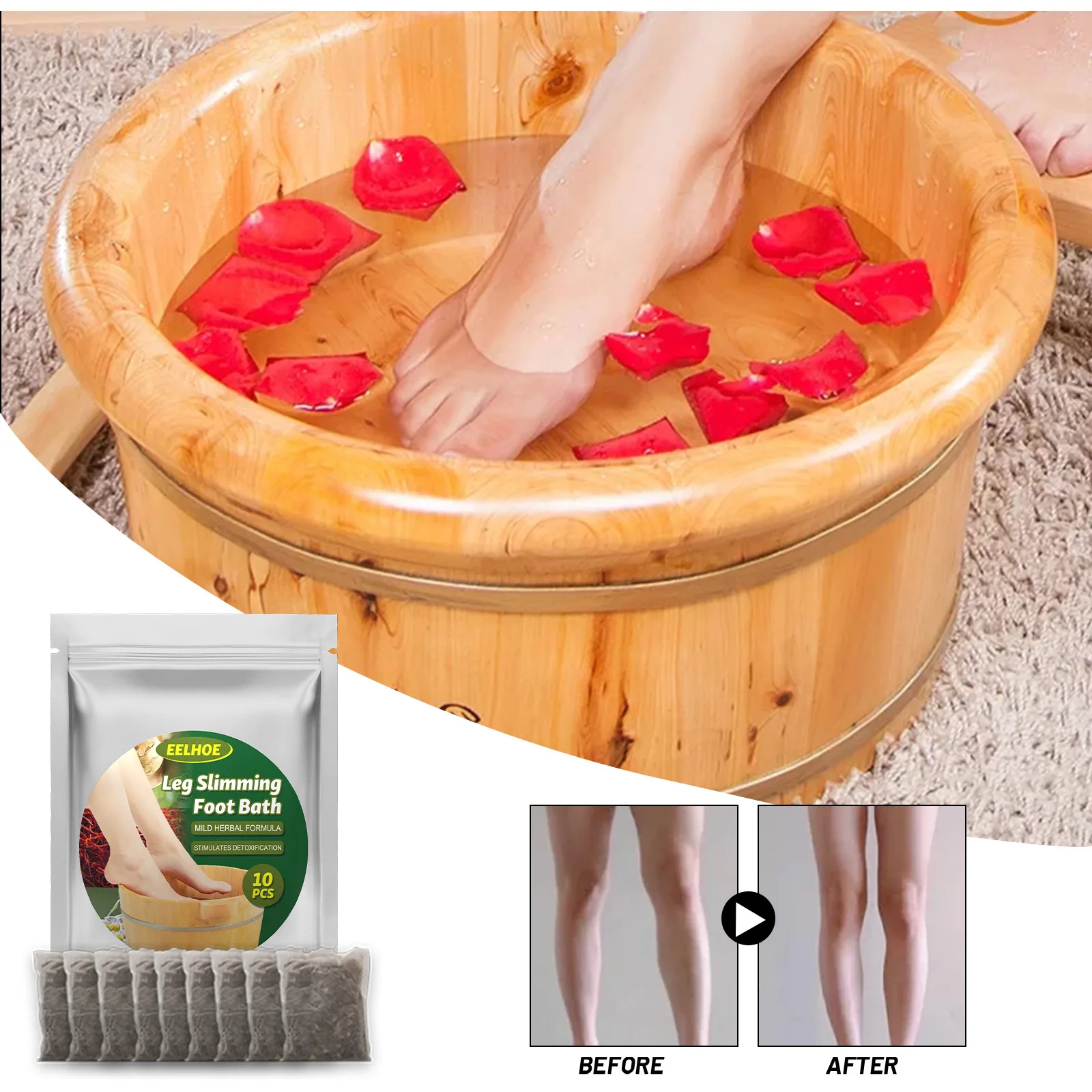 EELHOE Natural Mugwort Herb Foot Soak Lymphatic Drainage Ginger Foot Soak Leg Slimming Foot Bath Bag