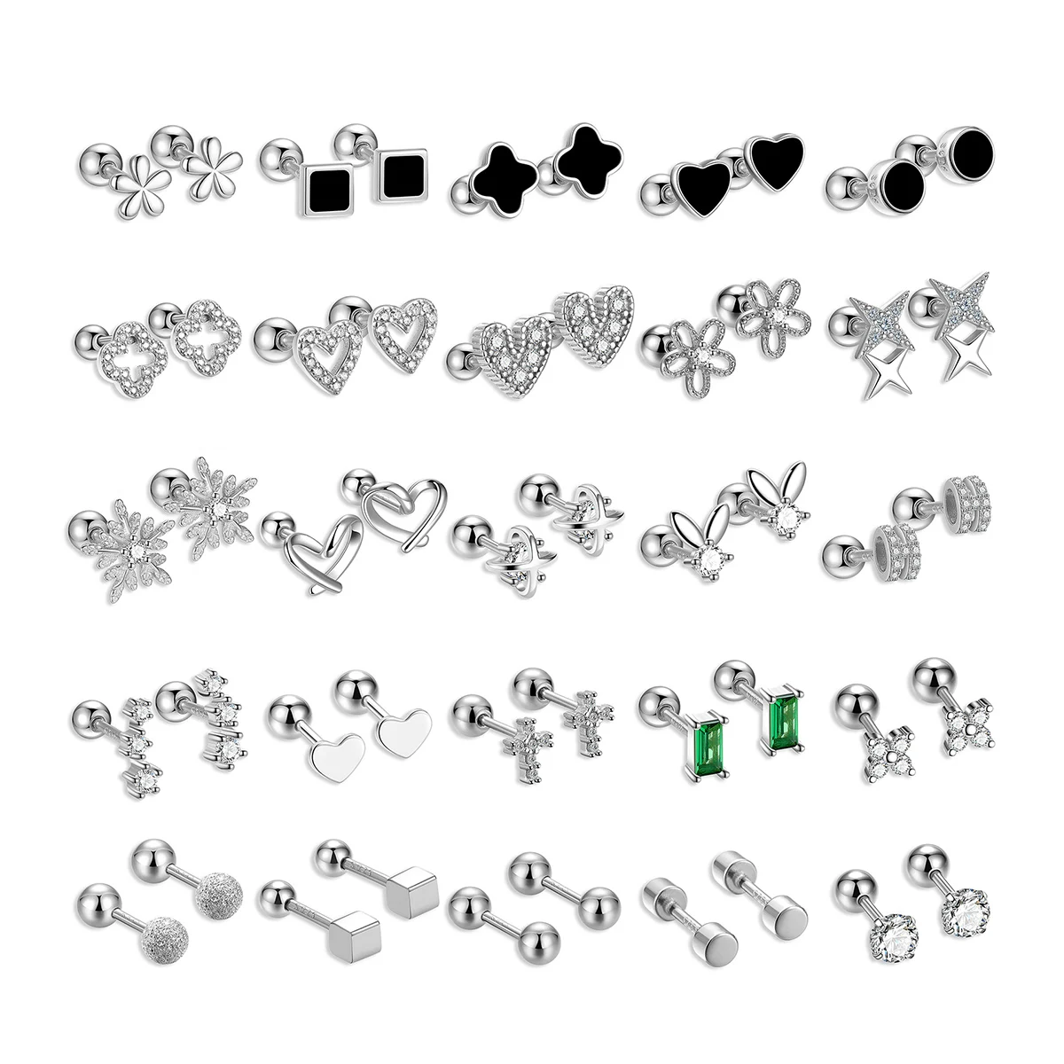 Cartilage Tragus Helix Bar Piercing Body Jewellery Upper Ear New S925 Sterling Silver Screw Twist Ear Piercing Earrings