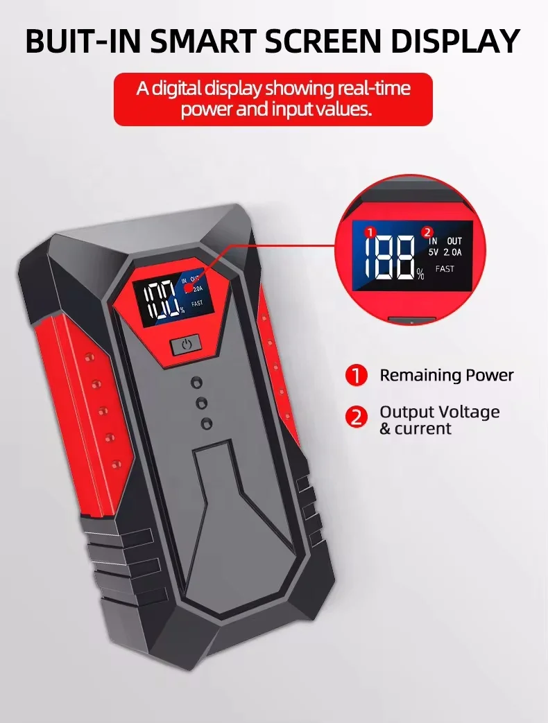 Car Jump Starter Power Bank 12V Output Portable Emergency Start-up Charger for Cars Booster Battery Starting Device