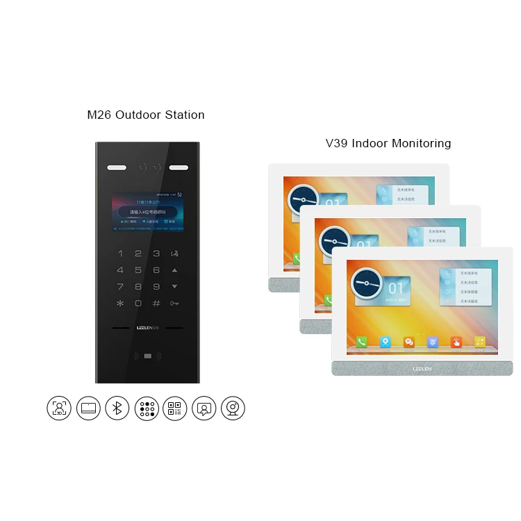 LEELEN apartment video intercom system sip 2MP double lens face recognition doorphone building qr code reader access control