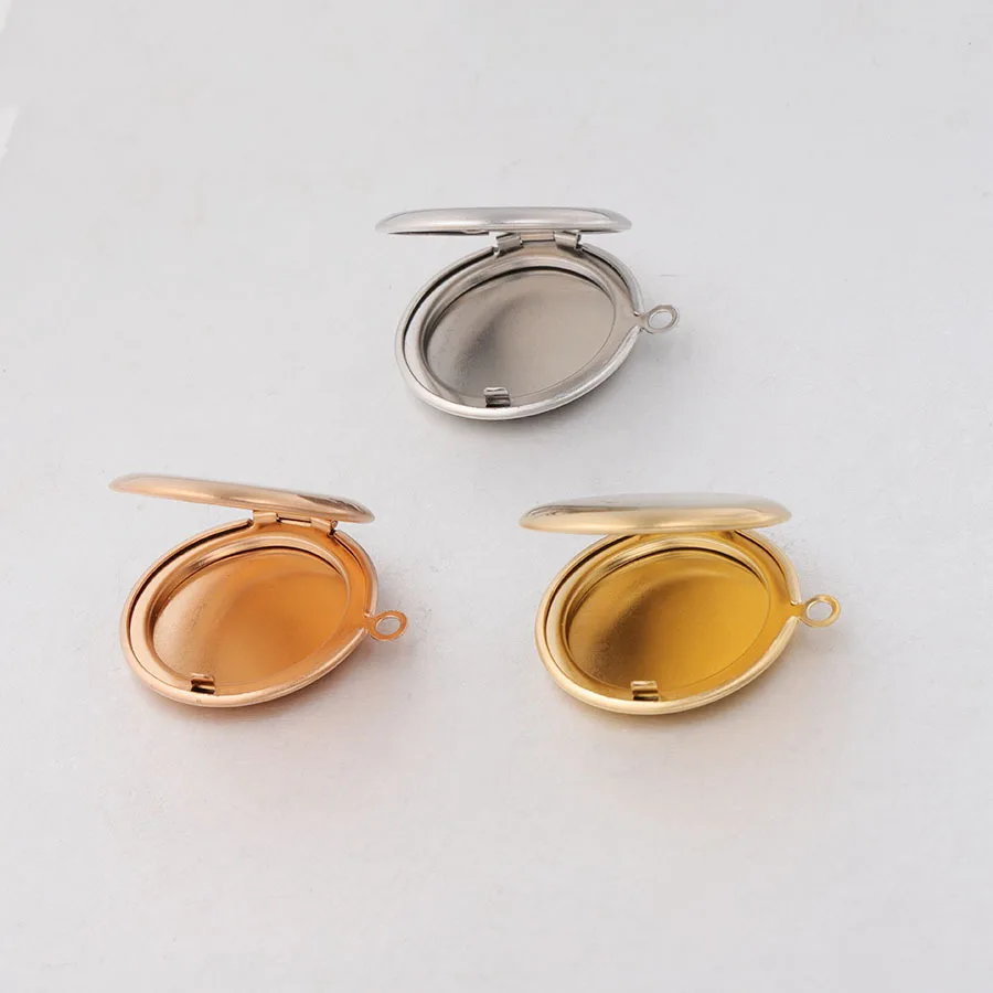Stainless Steel Gold Women DIY Jewelry Making Accessories Opening Photo Round Locket Shape Pendant Charm For Necklace Bracelet
