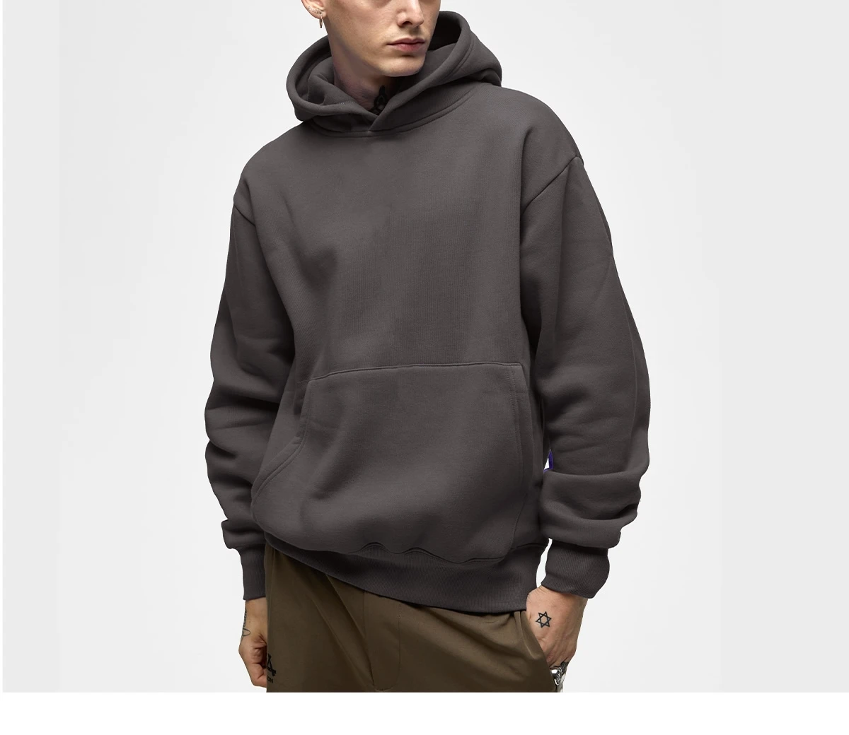 Luxury blank thick oversized 400gsm plain hoodie street wear high quality 100% cotton heavy weight puff print hoodie men