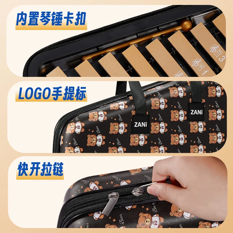 16-Tone Double Row Aluminum Sheet Kids Instrument Toy Children Small Bell Mini Harp
