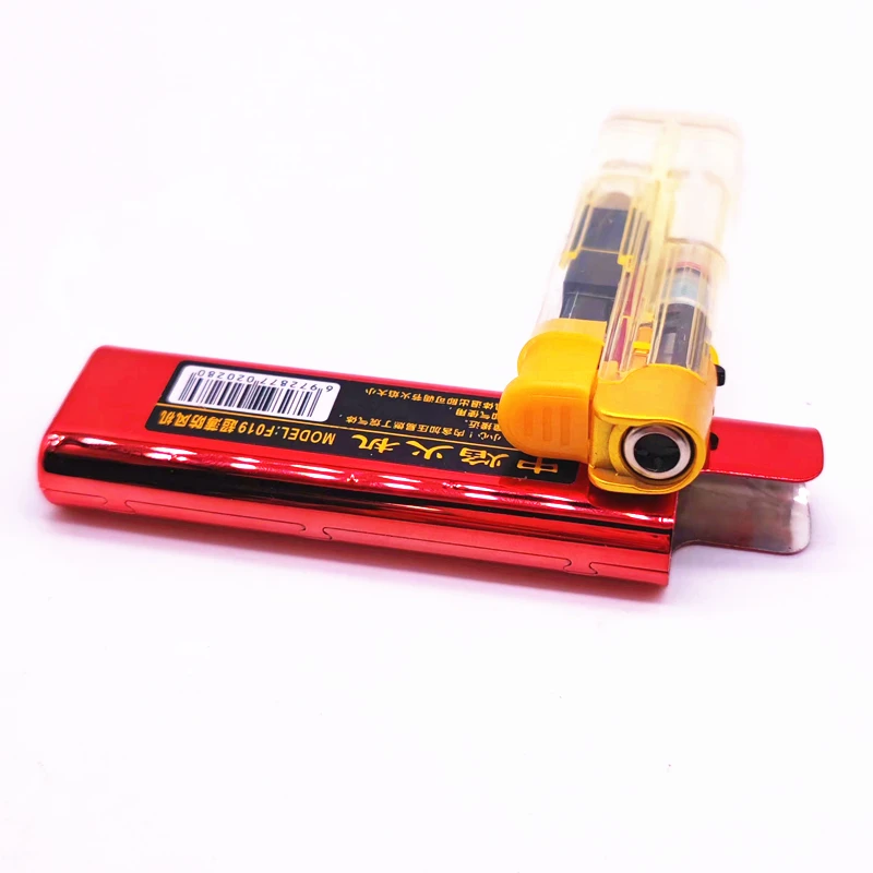 Chinese lighters leader enterprise wholesale F019 slim gas tank windproof cigarette metal disposable gas lighter