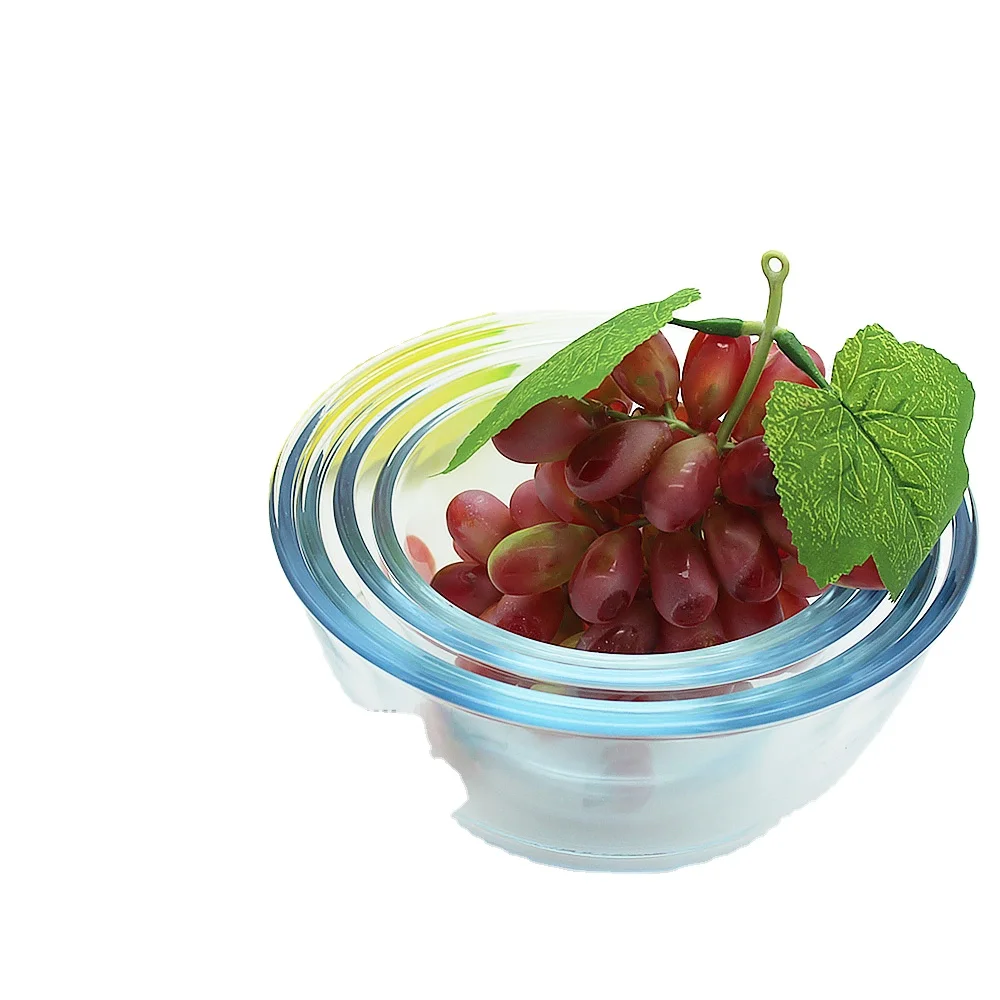 High borosilicate glass mixing bowl set with pp lid microwave oven salad bowl