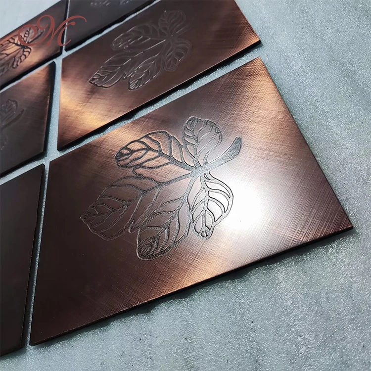 Custom Stainless Steel Engraved Gross Grain Copper Colour Wall Mount Logo Sign Plaque Plate Business Signage