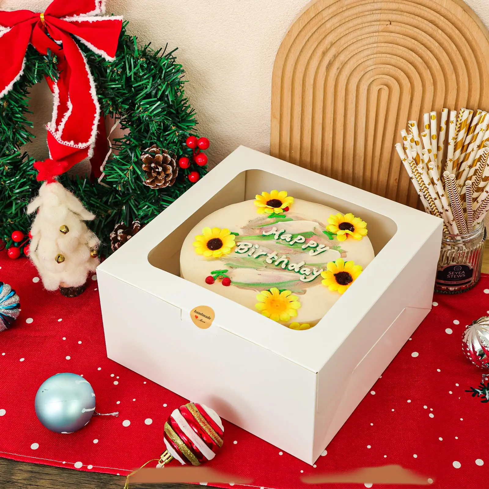 2024 New customized logo 6 8 10 12 inches food grade cardboard paper milk cake packaging box square paper cake box