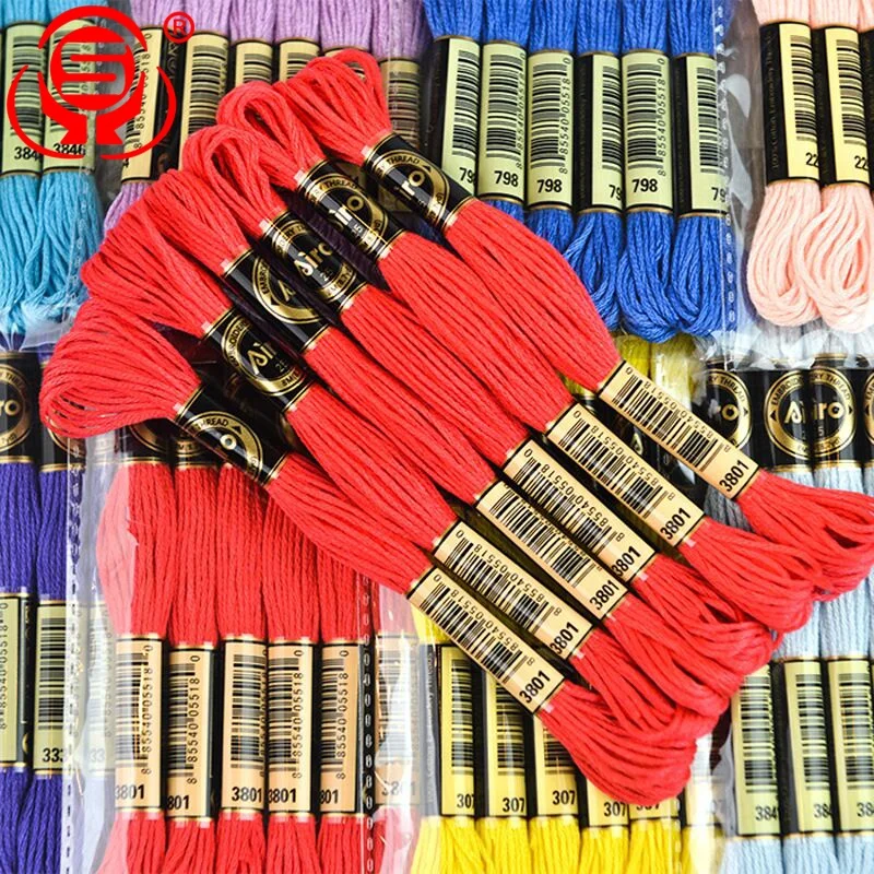 
6pcs/bag Cross Stitch Polyester Cotton Embroidery Floss Thread Colorful Embroidery Sewing Floss Wholesale 