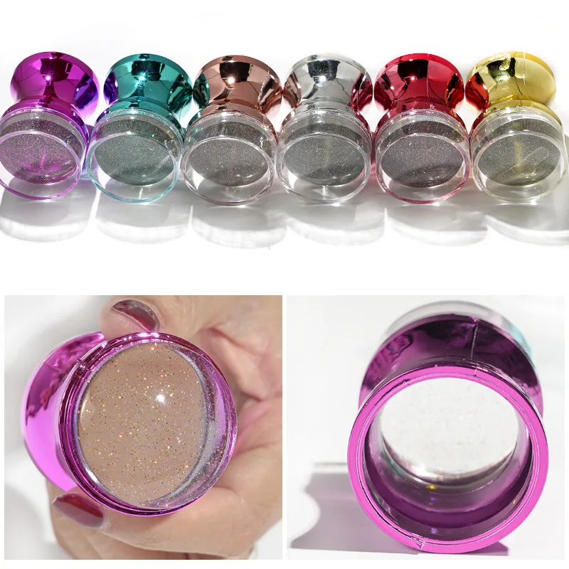 Nail Art Set Printing Tools Silicone Stamp Head 6 Colors Metal Body Silicone Nail Stamper