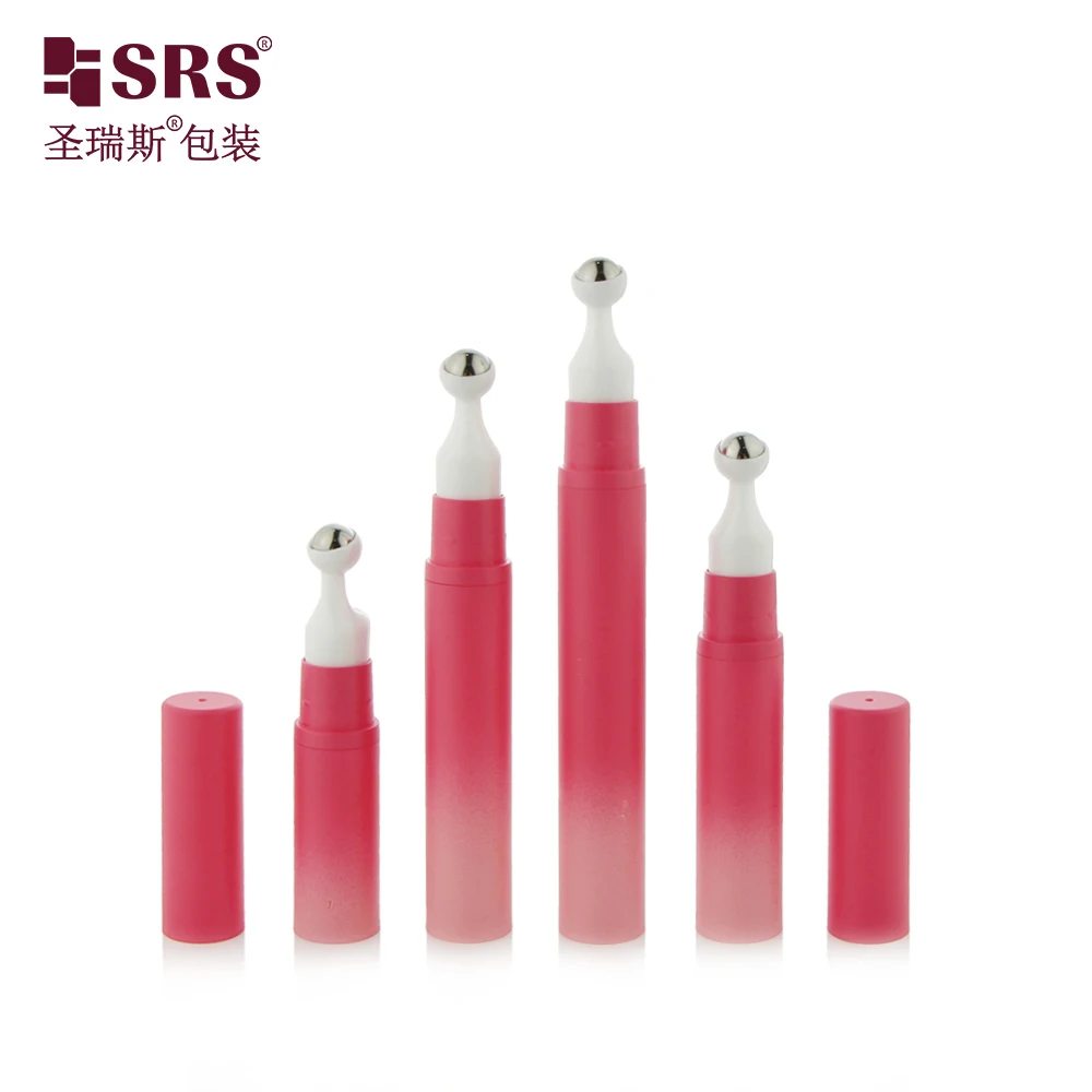 A0031-5ml 10ml 12ml 15ml Good Quality Peach Pink Gradient Custom Plastic Bottle Set for Skin Care Packaging with Airless Roll on