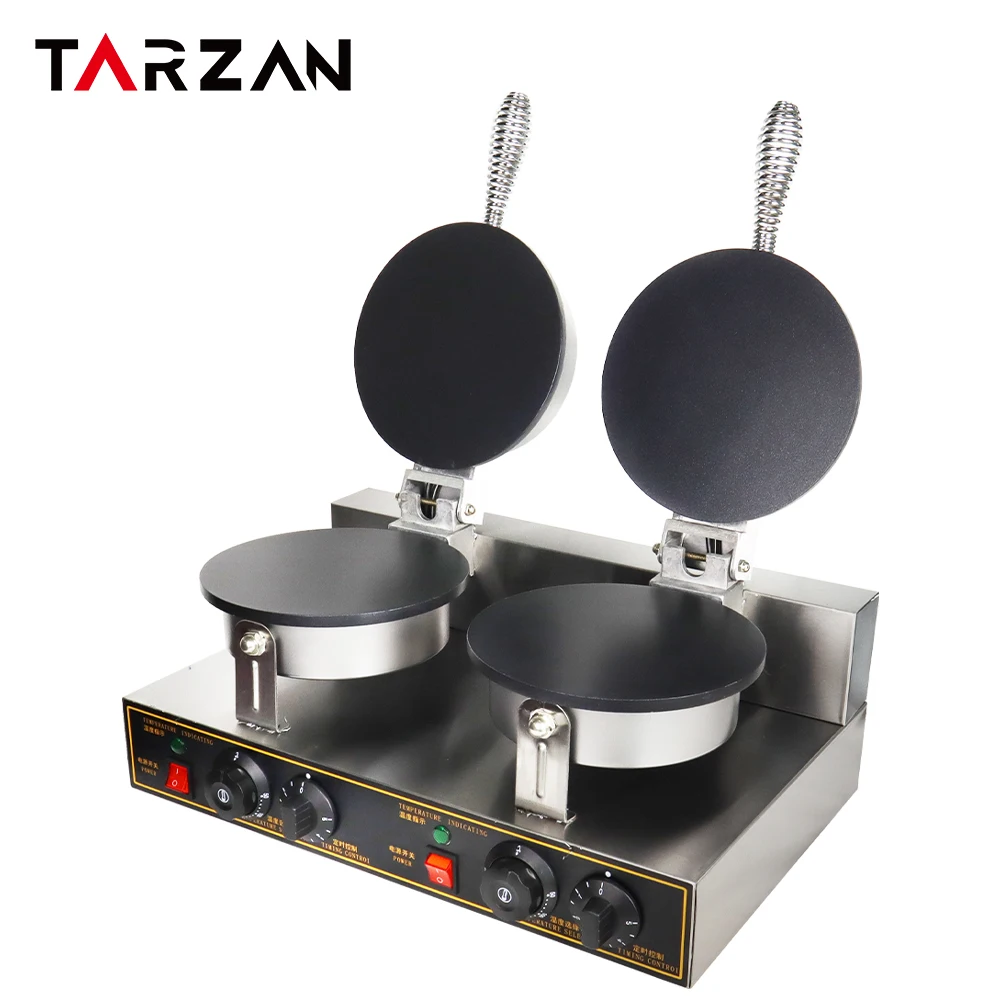 Double Headed Wafer Egg Roll Biscuit Making Machine Electric Ice Cream Cone Baking Equipment