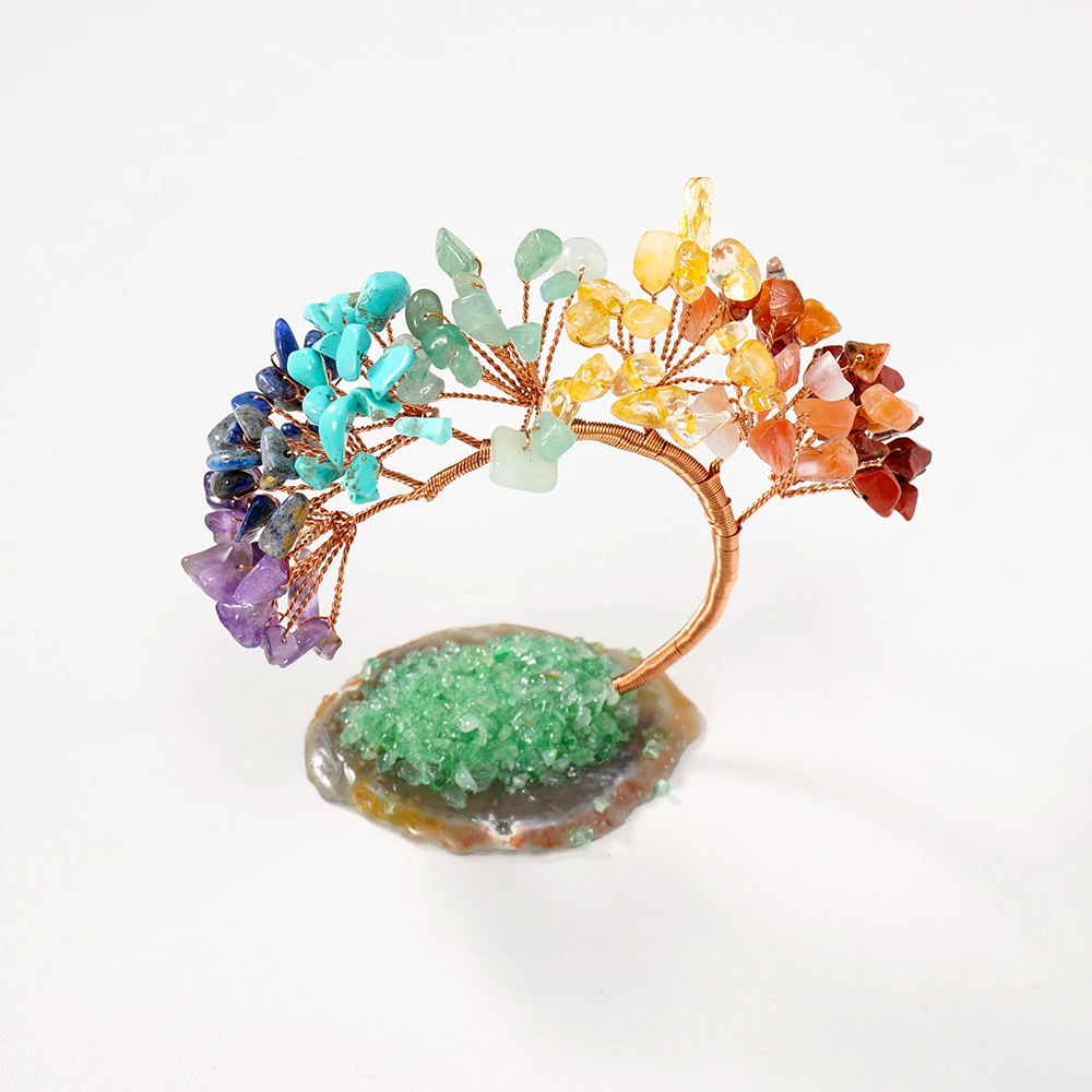 Natural crystal gravels seven chakra stone phoenix tail tree money tree healing desktop decoration