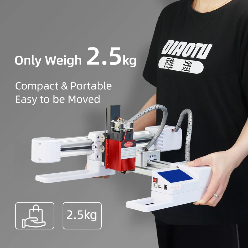 DIAOTU 7w 145*170mm laser engraving machine portable DIY Mini marking machine bamboo wood seal laser engraving machine