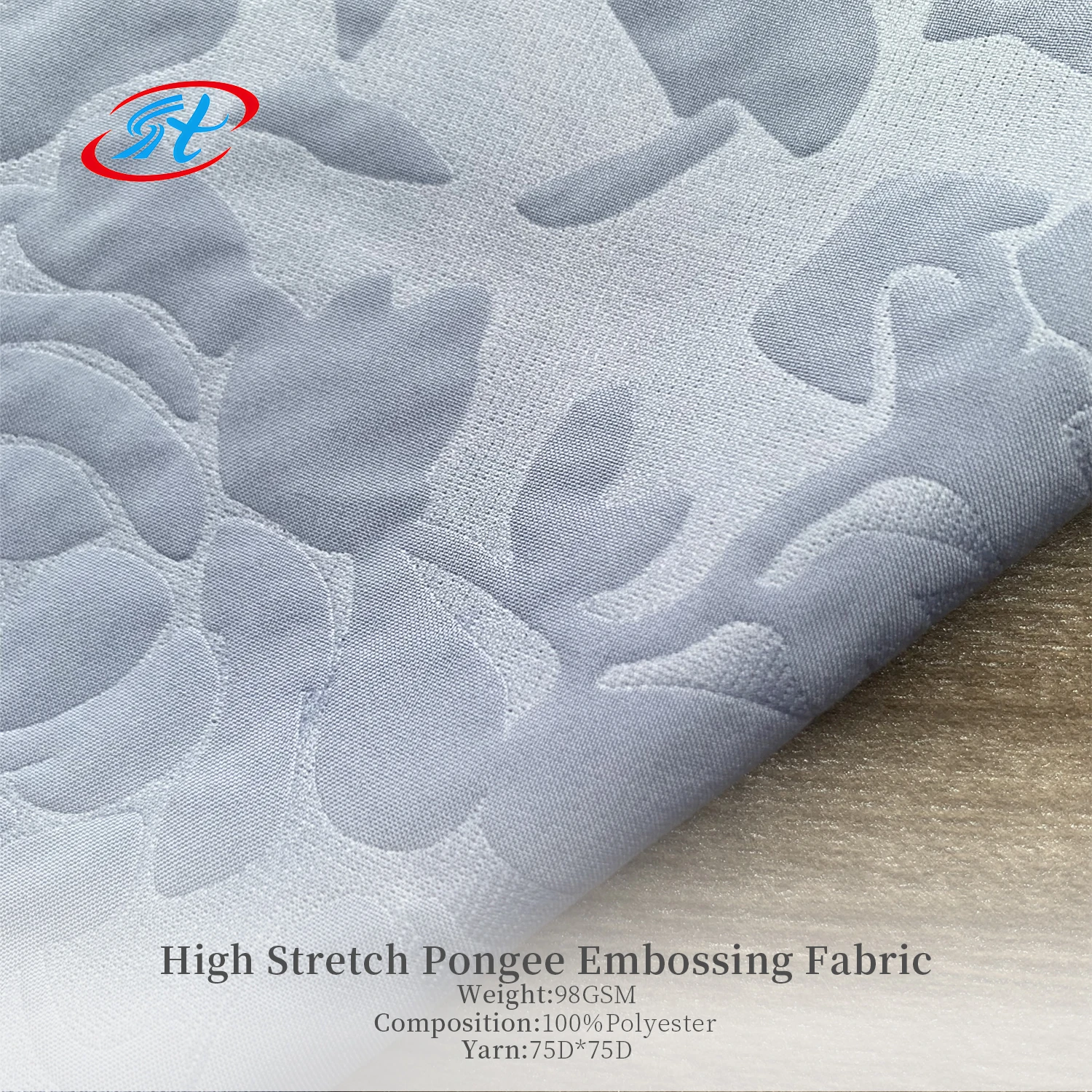 Custom 100% polyester waterproof embossing Fabric outdoor high stretch pongee coated printed fabric for down jacket