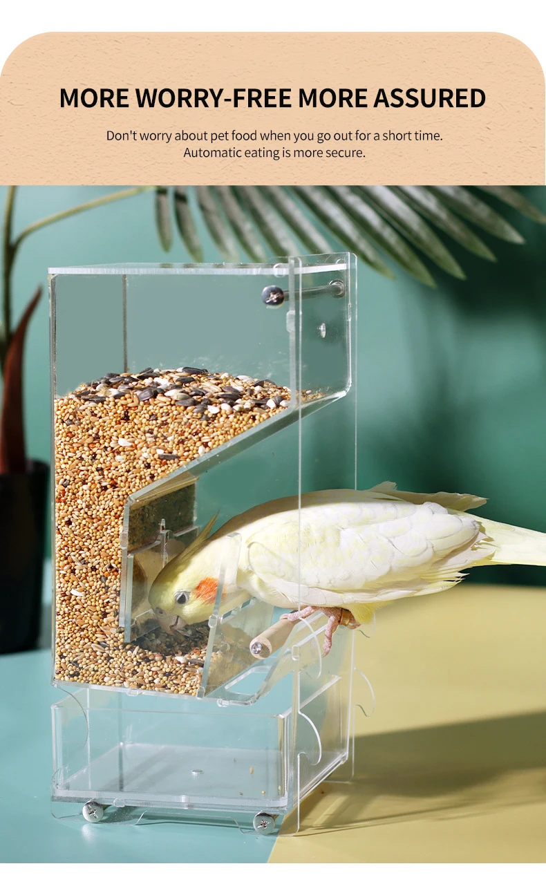 Acrylic Bird Feeder Bowls Pet Food Containers Plastic Box Transparent Clear View Window Plastic Eating Plastic Trays S.M