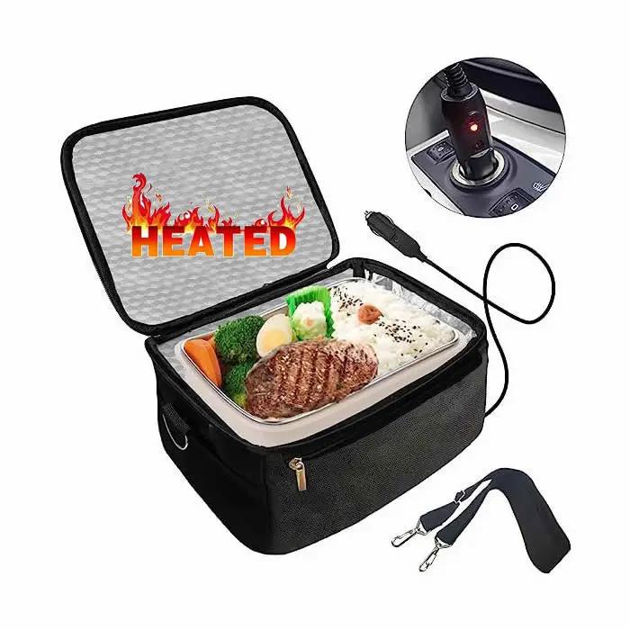 Portable 12V Personal Food Warmer Oven for Indoor Reheating Car Road Trip Office Work Picnic Camping-Heated Lunch Bag