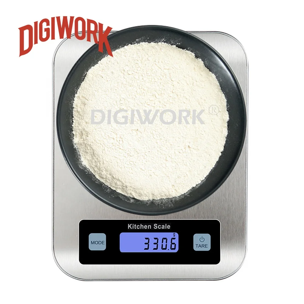 DIGIWORK 5kg/1g battery supply(included) good quality kitchen scale with large weighing platform