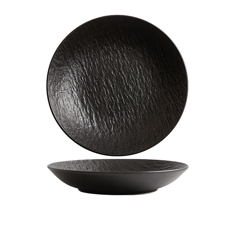 Creative Black Stone Home Dish Light Luxury Deep Western Food Ceramic Plate