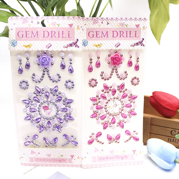 DIY self adhesive acrylic Stone Crystal Bling Diamond Sticker, acrylic stones sheet for mobile case decorating