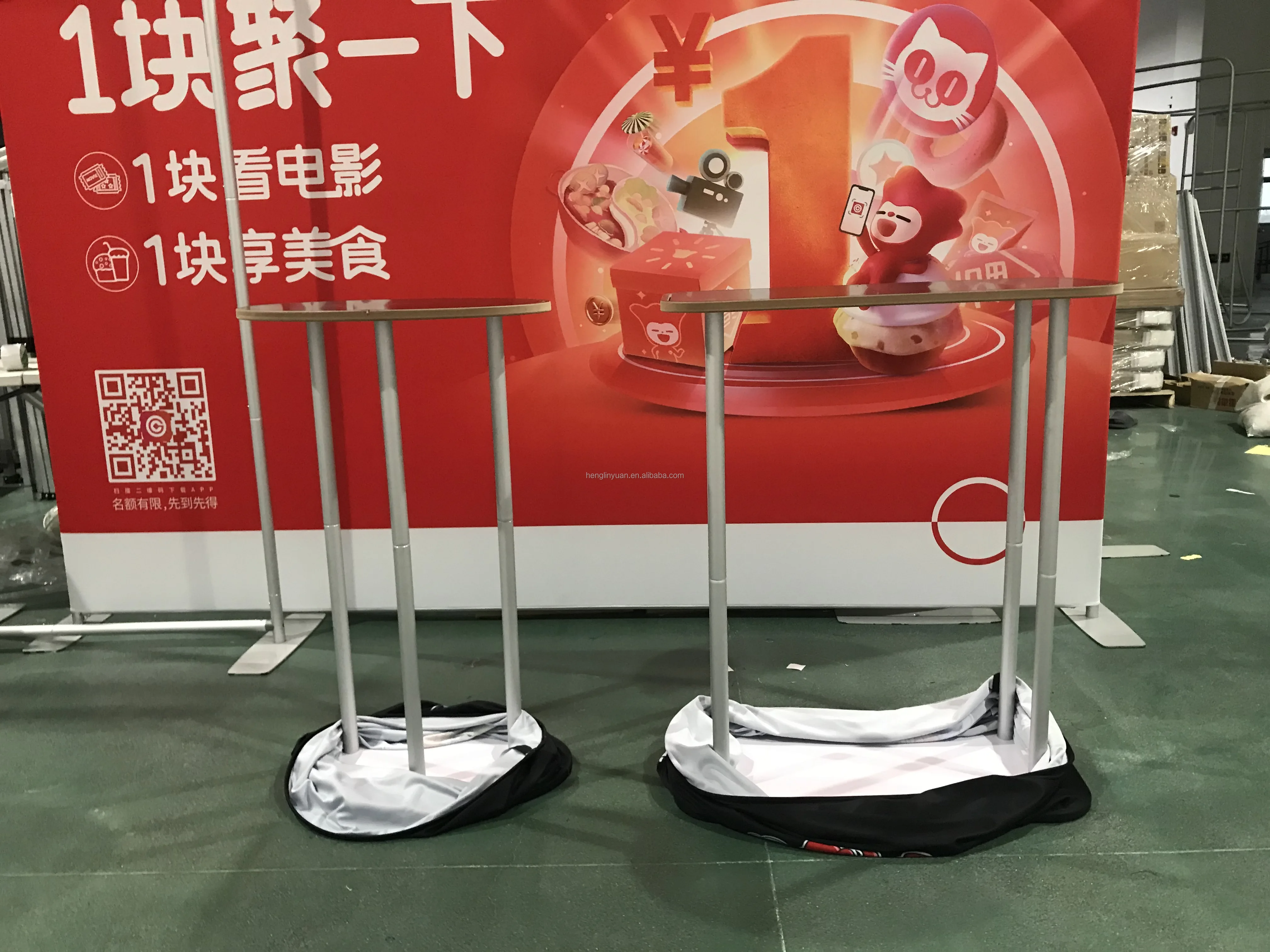Portable Promotion counter oval Pop Up table custom Podium Stand Trade shows counter displays