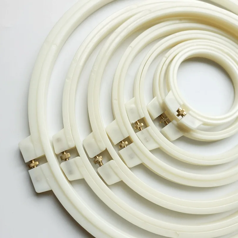 (7cm White Stretch) Embroidery Hoops Plastic Circle Cross Stitch Hoop Ring Embroidery Circle Set