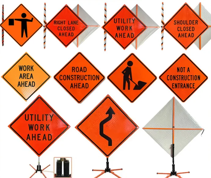 Customised High Visibility Pedestrian Junction Speed Reduction and Stop Signs Road Warning Signs Orange Construction Signs