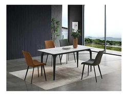 Italian Modern Minimalist white plate rock marble dining table marble dining table made in China for restaurant