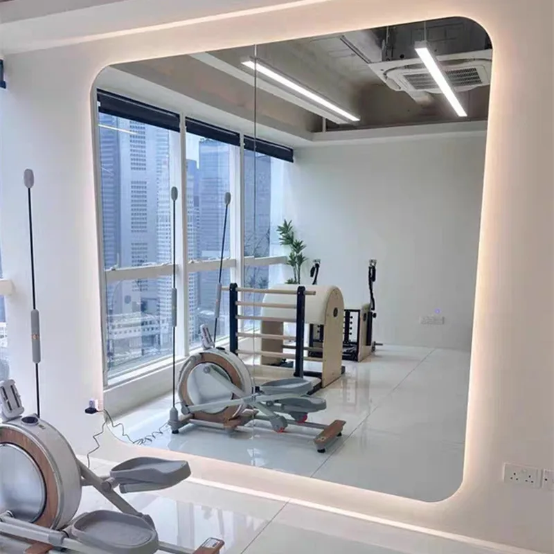 Factory Wholesale Large Size High-definition Full-Body Dance Studio Gym Wall Mirror With LED Light