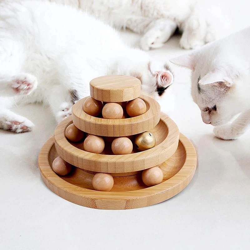 LEVI Factory Direct Sales Cat Ball Track Toy 3-Level Cat Ball Tower with 9 Removable Balls Interactive Cat Toy