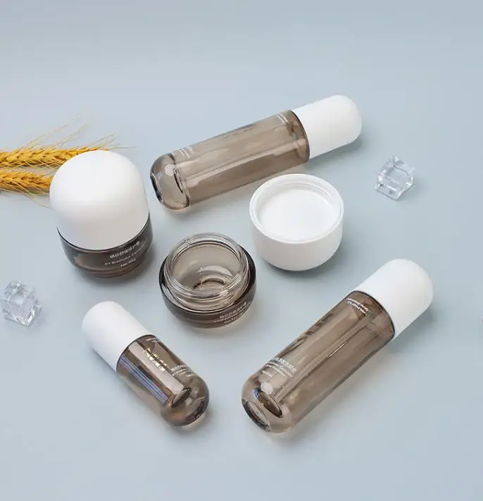 Wooden Cap Pump Lotion Bottle 30ml 50ml 100ml 120ml Skin Care Cosmetic Set 50g Glass Hand Cream Jar with white Cap