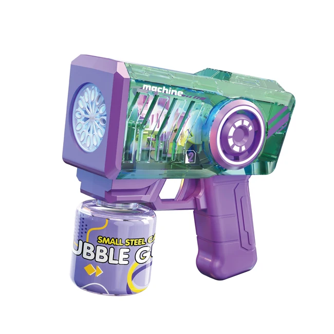 Kids outdoor hand cannon bubble machine toy porous foaming light up toys bubble gun