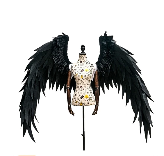 Custom big small angel Wings fairy costume artificial cosplay decoration adult men women ladies kid boys girls black white pink