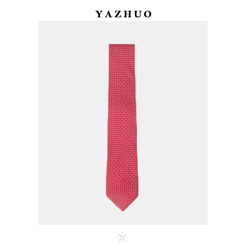 
Special Design Red Chinese Business Copper Coin Pattern Custom 100% Silk Printed Neck Tie For Men 