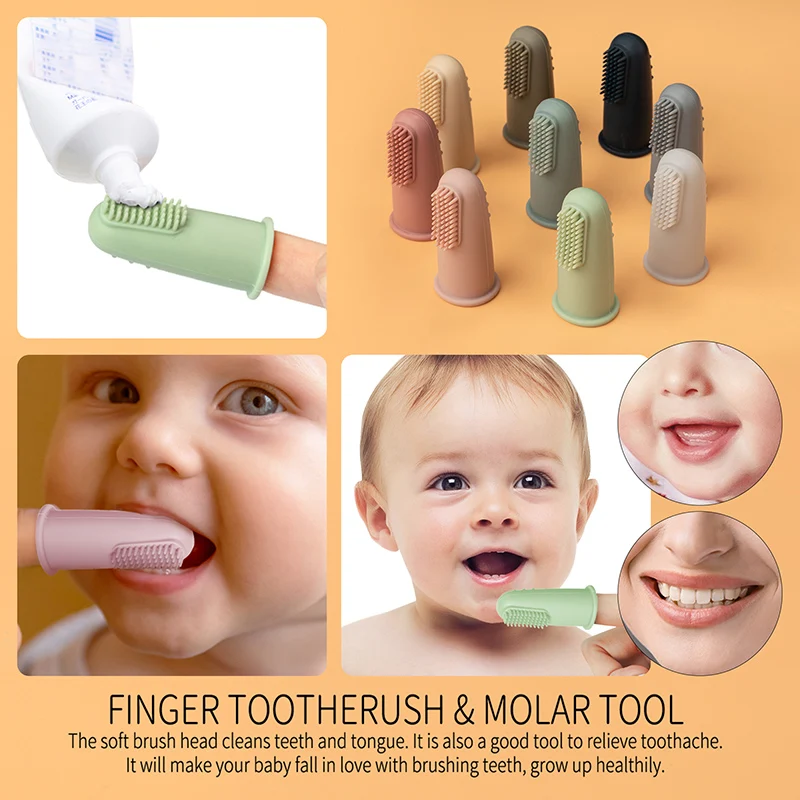 Portable Soft Baby Bpa Free Silicone Finger Toothbrush Teether For Children Oral Hygiene Teeth Clean Training