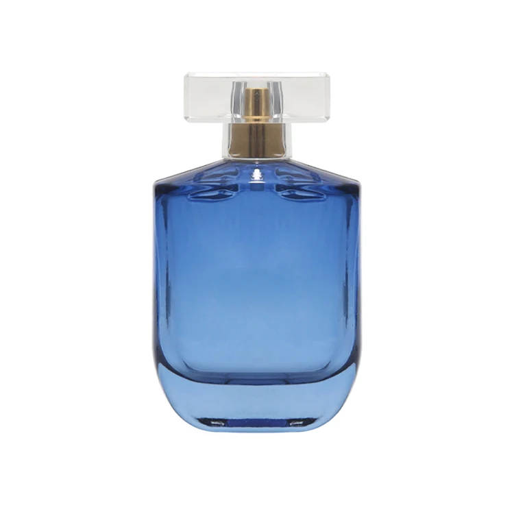 Vintage Refill Free Sample Clear Empty 50Ml 100Ml Blue Unique Aluminum Glass Perfume Bottle with Pump