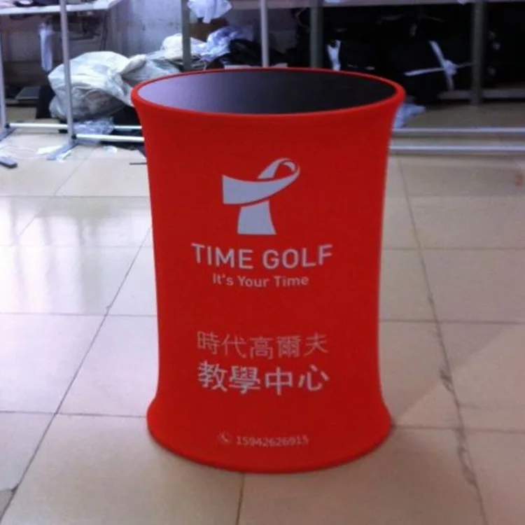 Low MOQ Exhibition Booth Portable Tension Fabric Advertising Display Auto Shrink Pop Up Display Counter Table