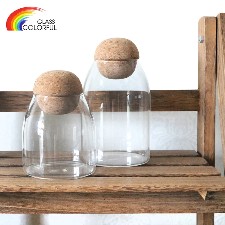 Food storage container sets borosilicate glass jar with cork