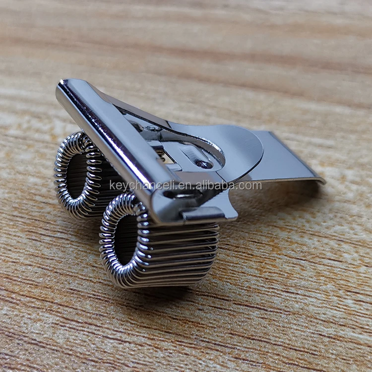 China supplier custom logo silver pen clip metal holder with two spring coils