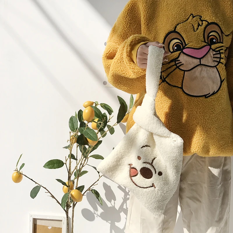 Животные мультфильмы стили высокое качество Милая популярная вещь плюшевая шерсть шоппинг сумка через плечо для молодых девушек