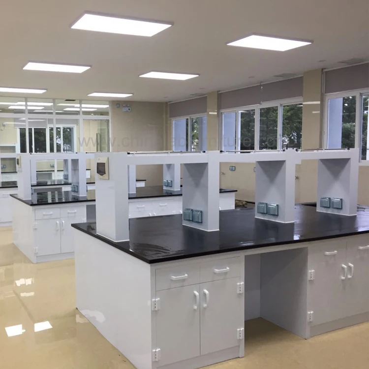 High Quality Chemical Lab Furniture PP Lab Benches Tables with Shelves for Student and University Use