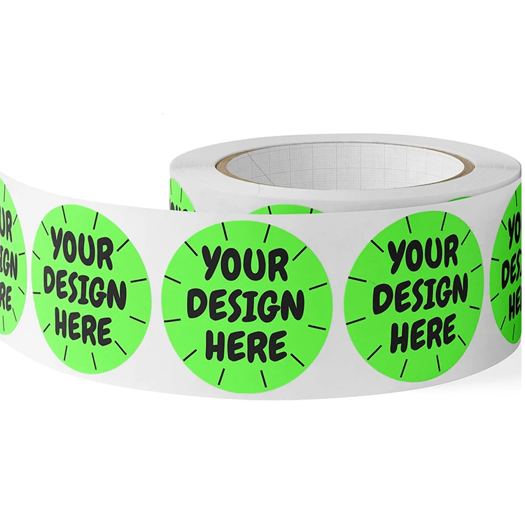 Ready to ship Custom Any Text Adhesive Printing Round Label Stickers Circle Waterproof Vinyl Sticker Roll Private Logo Stickers.