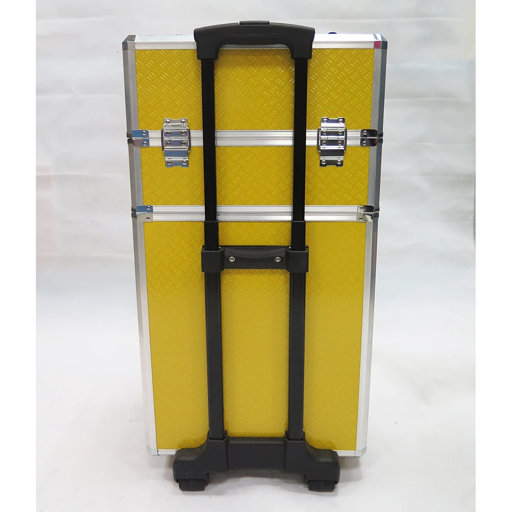 Professional Pull Rod Type Multi-layer Large Black Makeup Cosmetic Trolley Case With Wheels