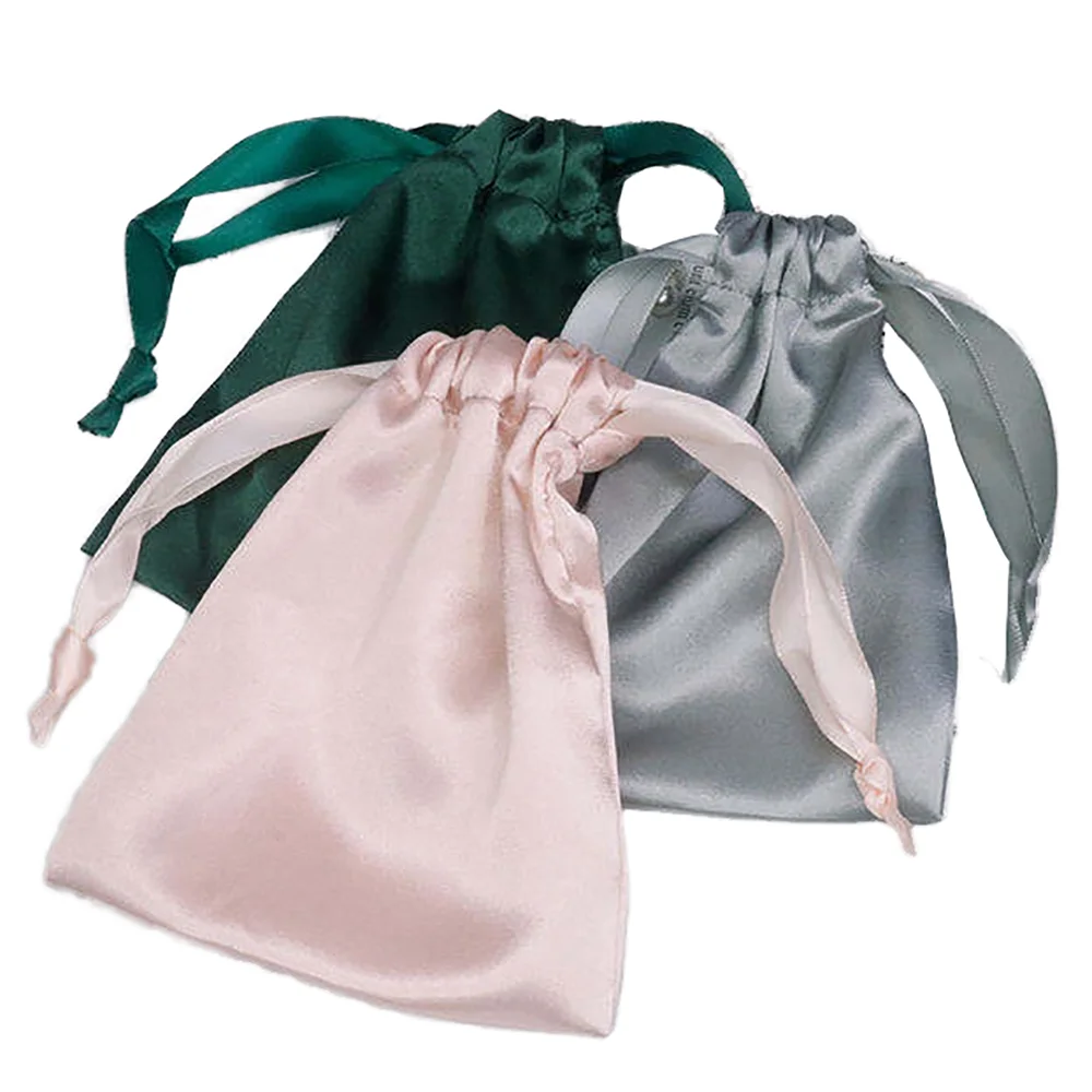 Wholesale Multi-Color Design Silk Bangle Necklace Ring Pouch Big Space Jewelry Satin Gift Pouch Bag With Drawstring