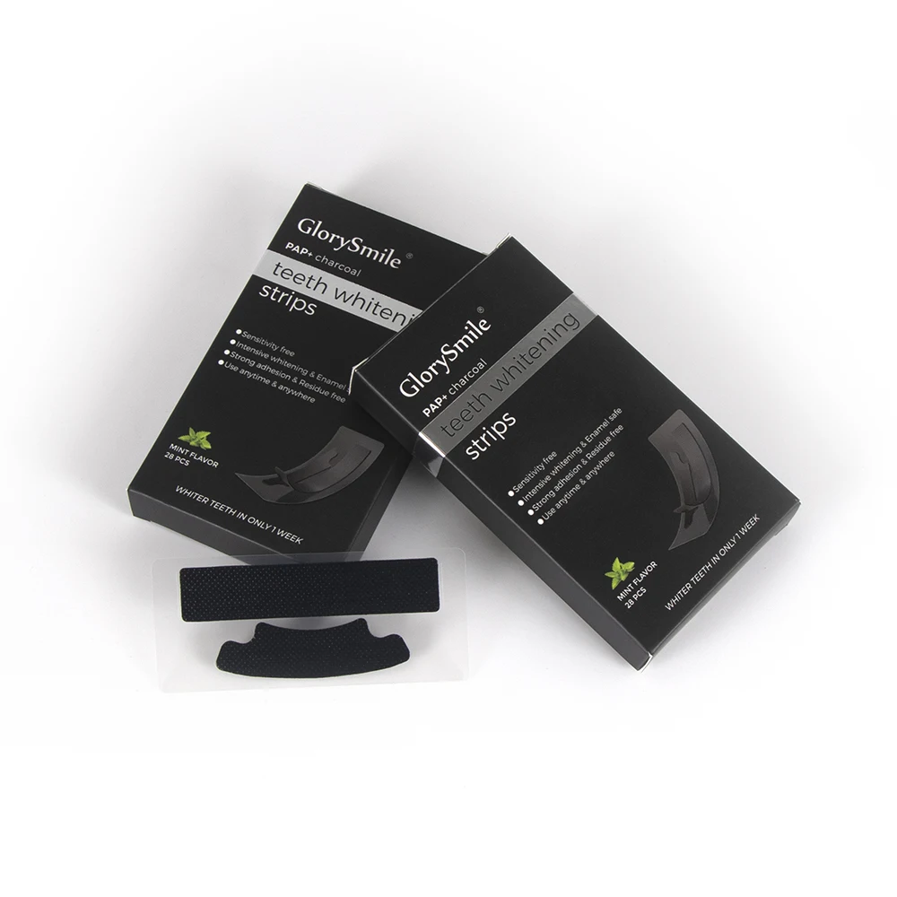 Wholesale Professional Teeth Whitening Bleaching Private Label PAP Natural Charcoal 5D Teeth Whitening Dry Strips